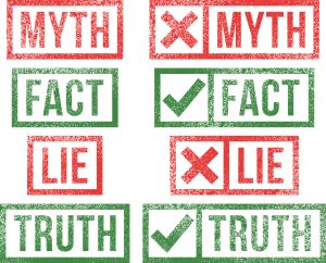 Myth Fact Lie Truth rubber stamps